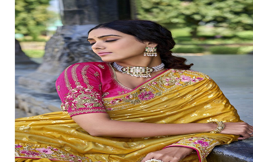 silk yellow saree